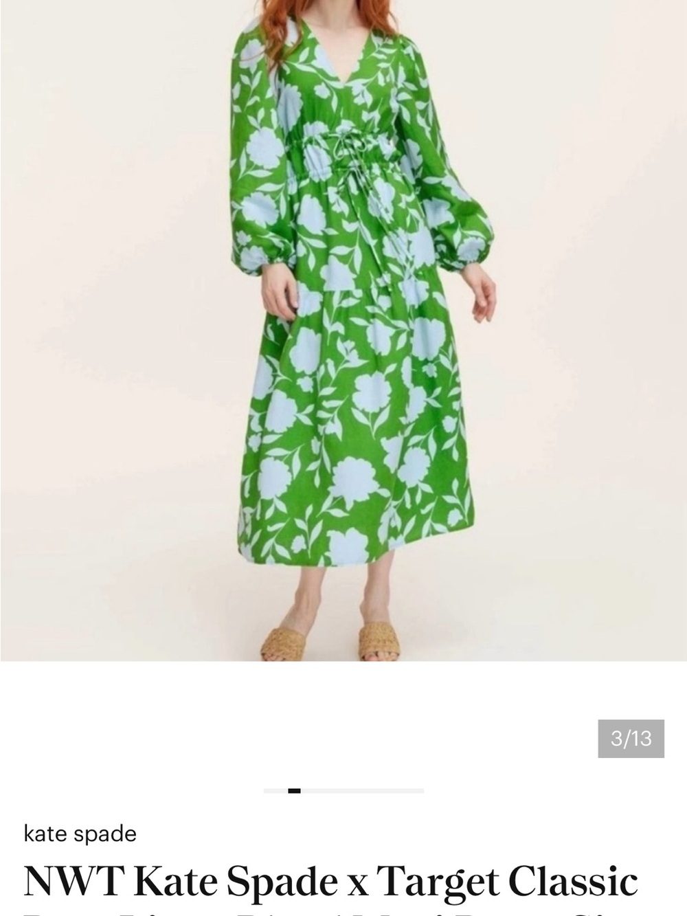 Green Floral V-Neck Smocked-Waist Maxi Dress